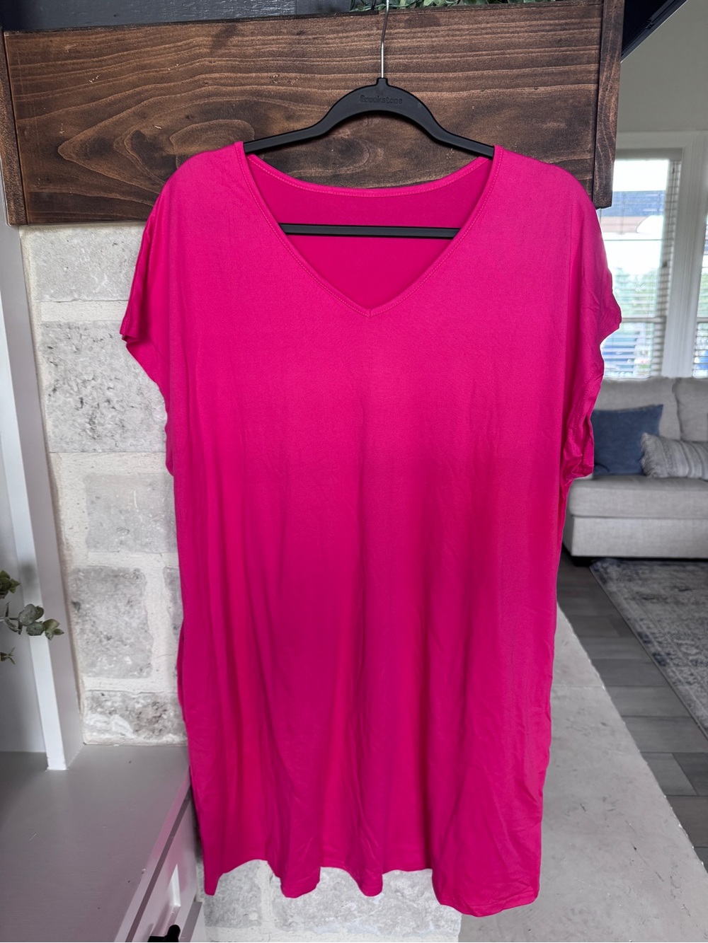 New Never Worn-- Bright Pink T-Shirt Dress With Pockets